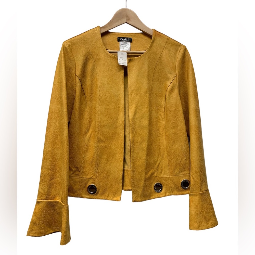 Bali Corp. faux suede light jacket, yellow mustard, size 4